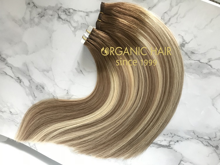 High Quality Hand Tied Weft Hair Extensions color 1B/silver Wholesale For Salon RB2